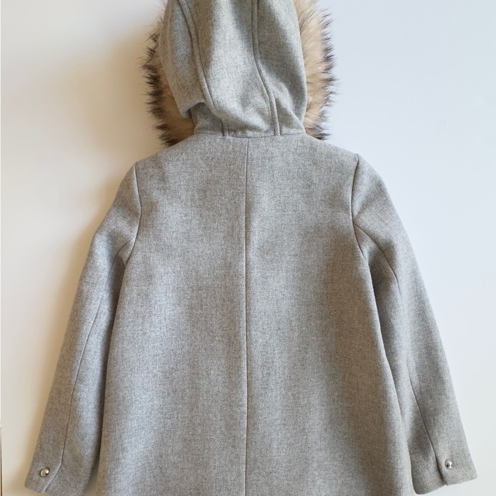 Zara Women's Gray Fur-Trimmed Wool Blend Coat Size Small - Picture 3 of 8